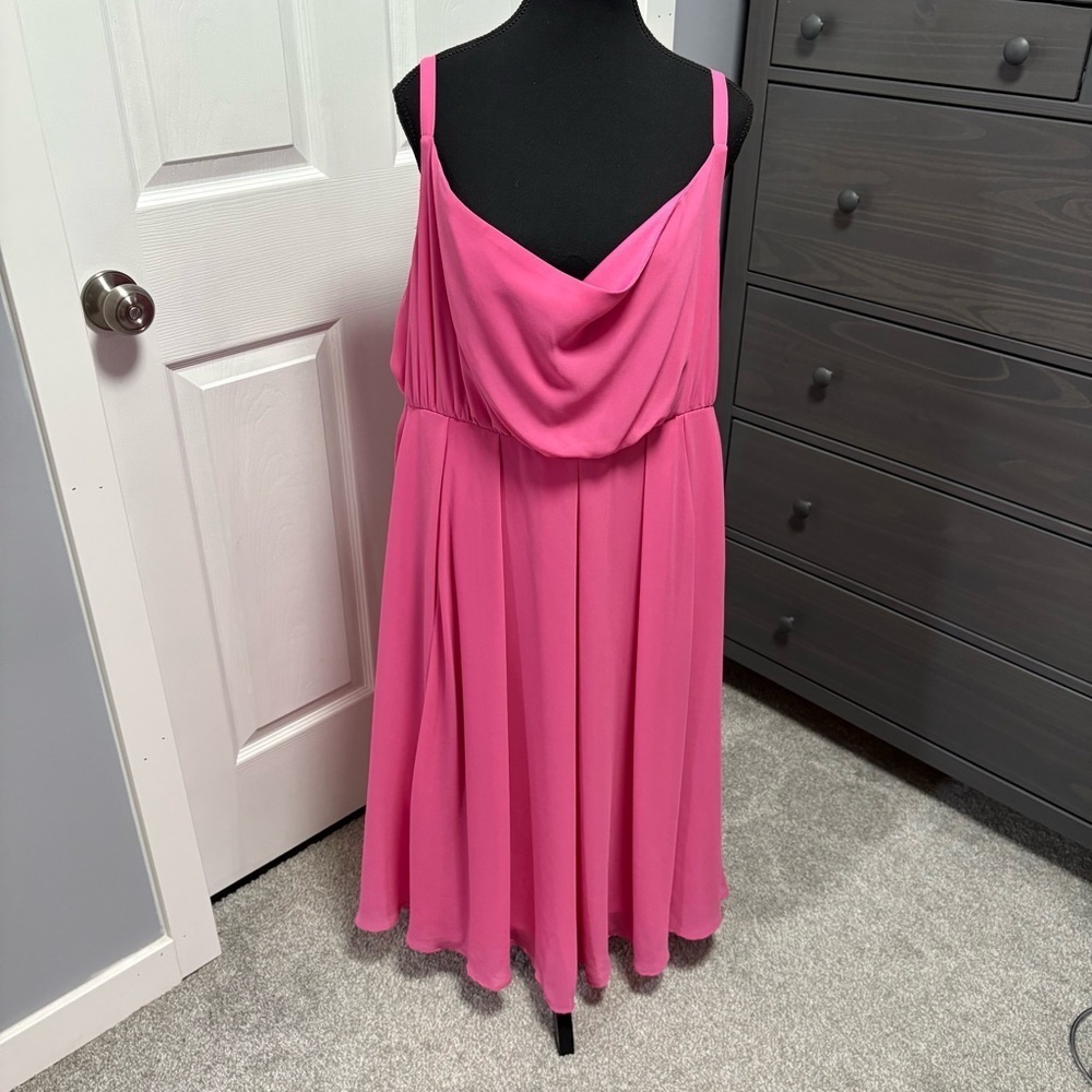 Torrid -- Midi Chiffon Cowl Neck Pleated Dress